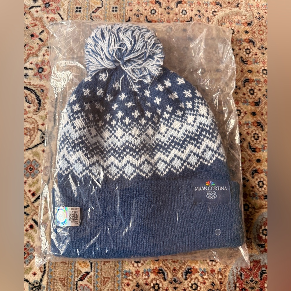 Milan Cortina 2026 Blue and White Knit Beanie